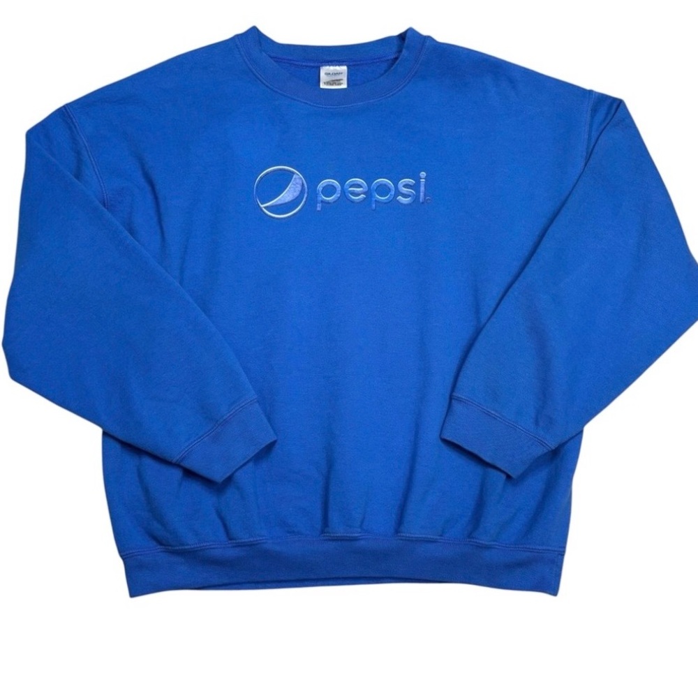 Gildan Blue Long Sleeve Crew Neck Pepsi Graphic Sweatshirt XL